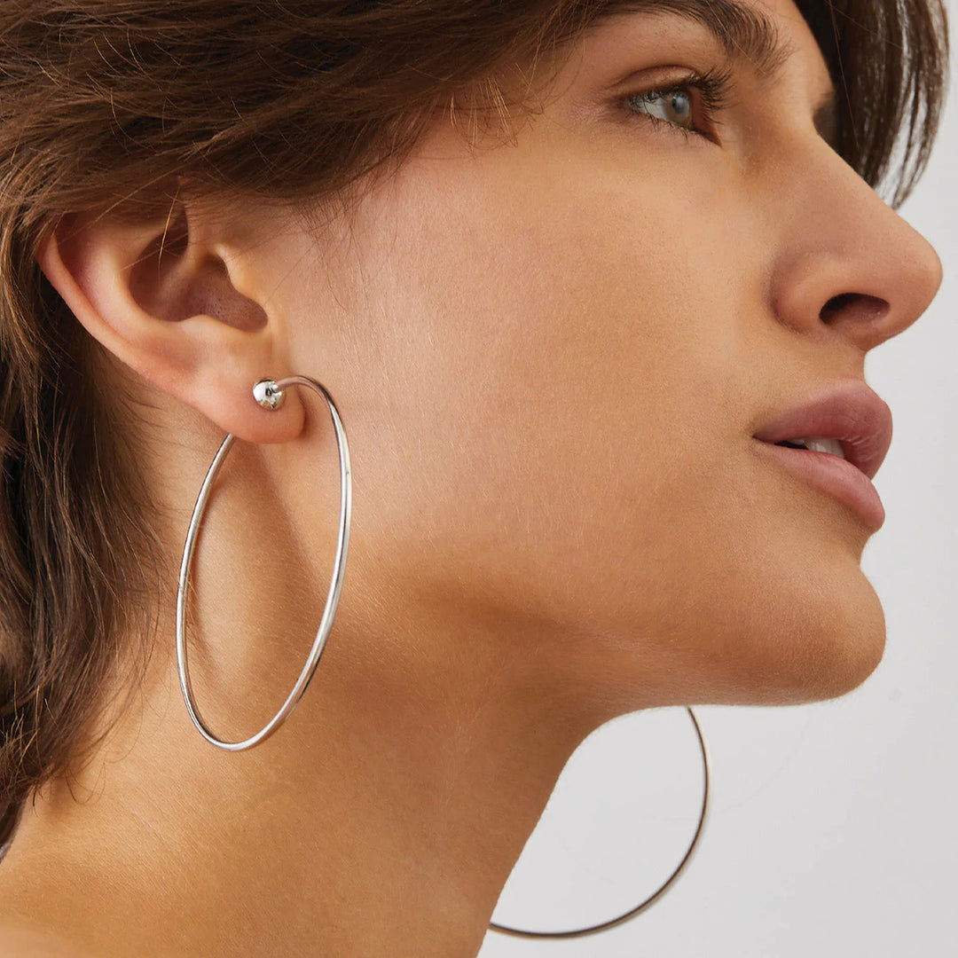 LARGE ICON HOOPS (RHODIUM) - JENNY BIRD