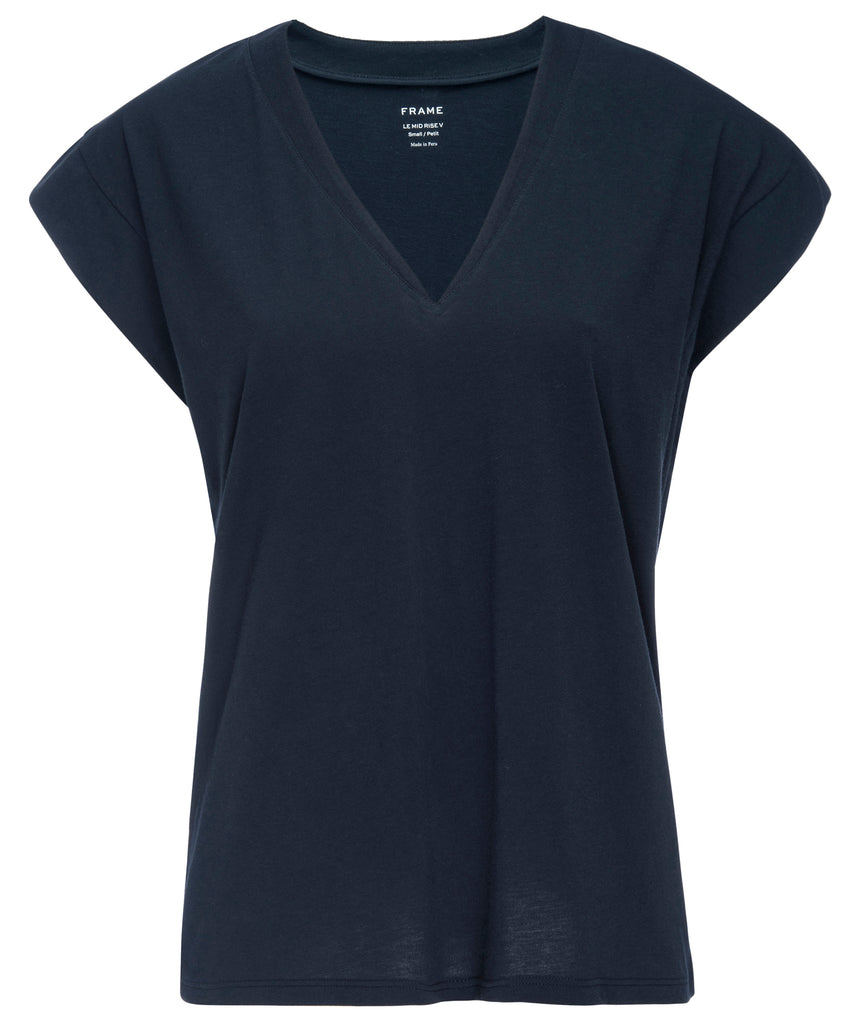 LE MID RISE V NECK TEE (NAVY) - FRAME