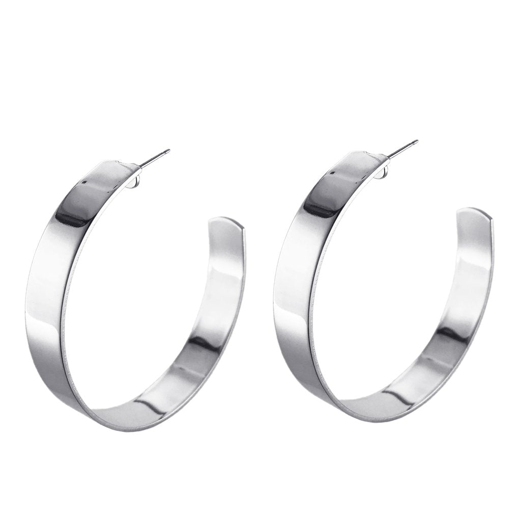 LARGE LIBERTY HOOPS (SILVER) - BIKO