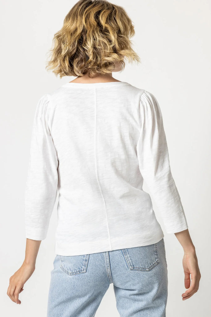 3/4 SLEEVE BUTTON U-NECK - LILLA P