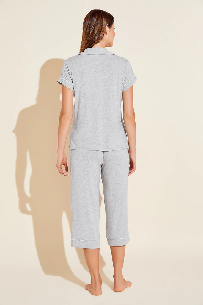 GISELE SHORT SLEEVE CROPPED PJ SET (HEATHER GREY/SORBET PINK)