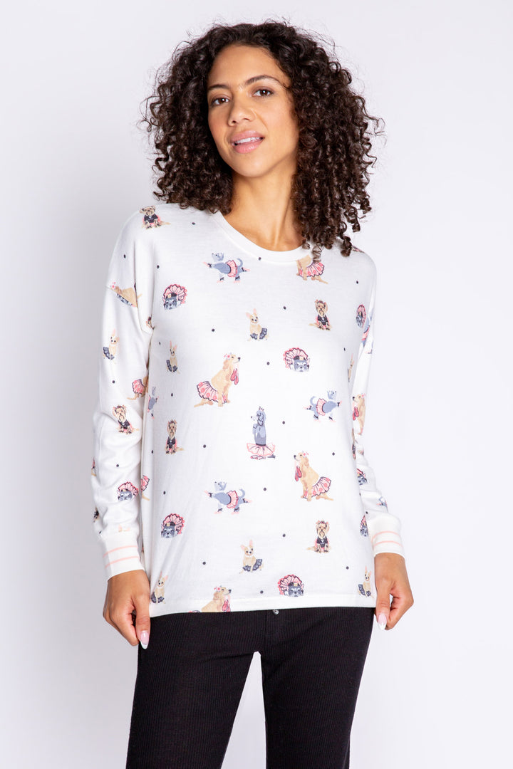 LET'S DANCE DOGS LONG SLEEVE TOP - PJ SALVAGE