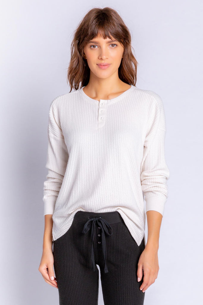 COZY LONG SLEEVE TOP (STONE) - PJ SALVAGE