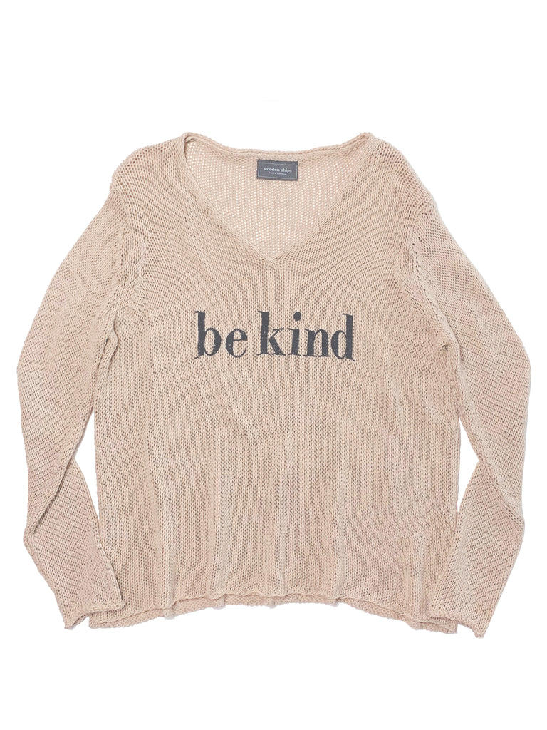 BE KIND V-NECK SWEATER - WOODEN SHIPS