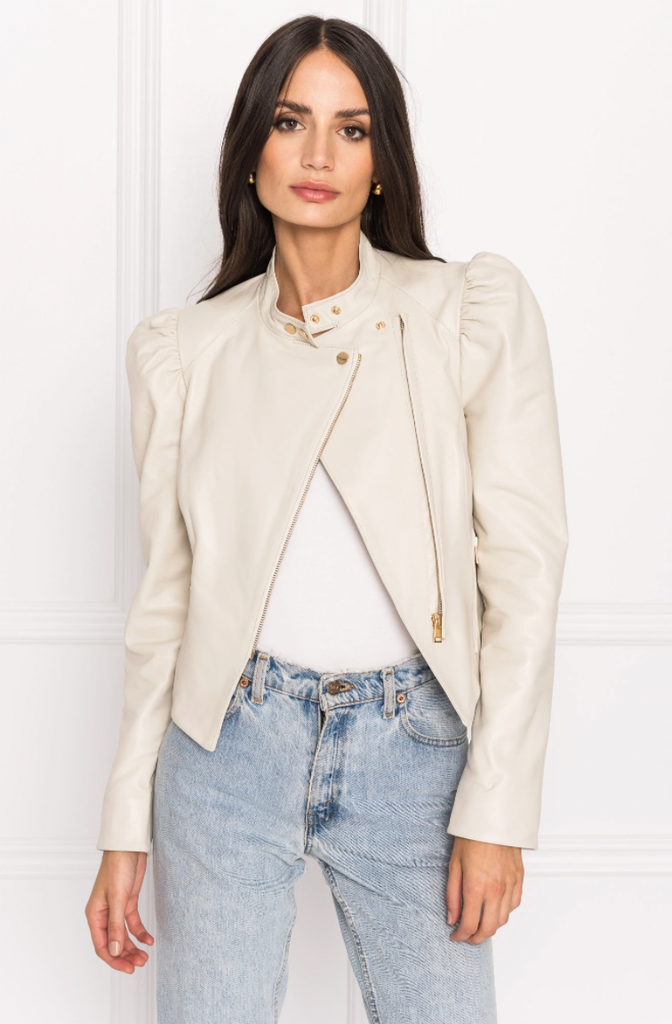 KAIA PUFF SLEEVE LEATHER JACKET - LAMARQUE