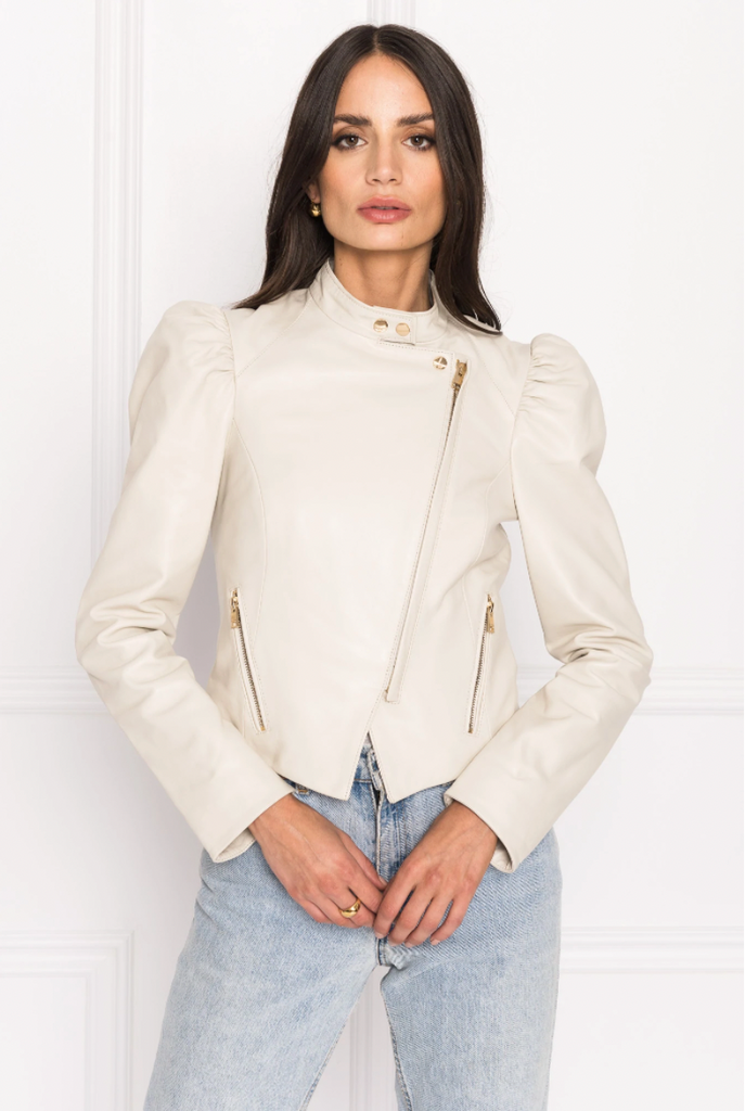 KAIA PUFF SLEEVE LEATHER JACKET - LAMARQUE