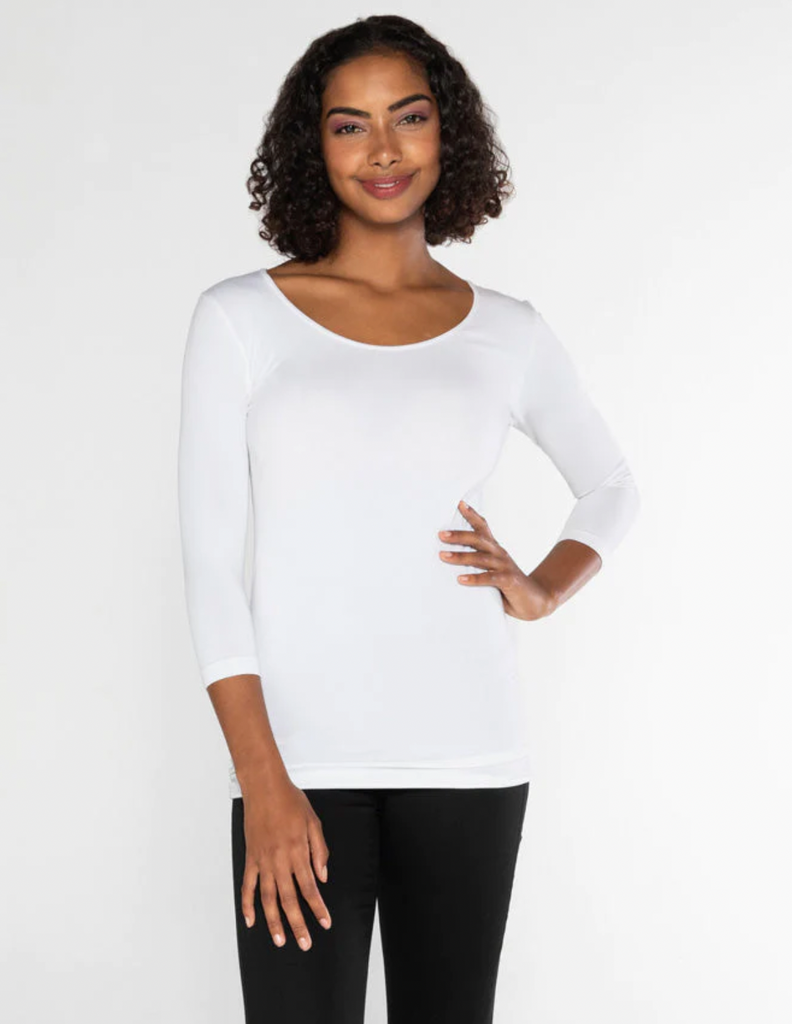 BAMBOO 3/4 SLEEVE TOP (WHITE) - C'EST MOI