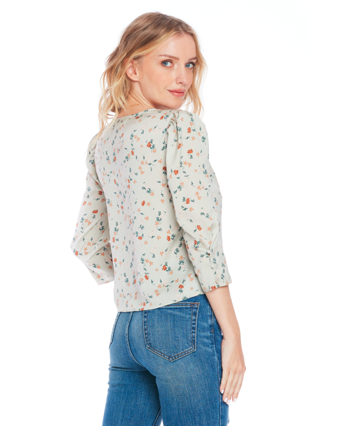 LONG SLEEVE BLOUSE (SAGE PETALS) - SALTWATER LUXE