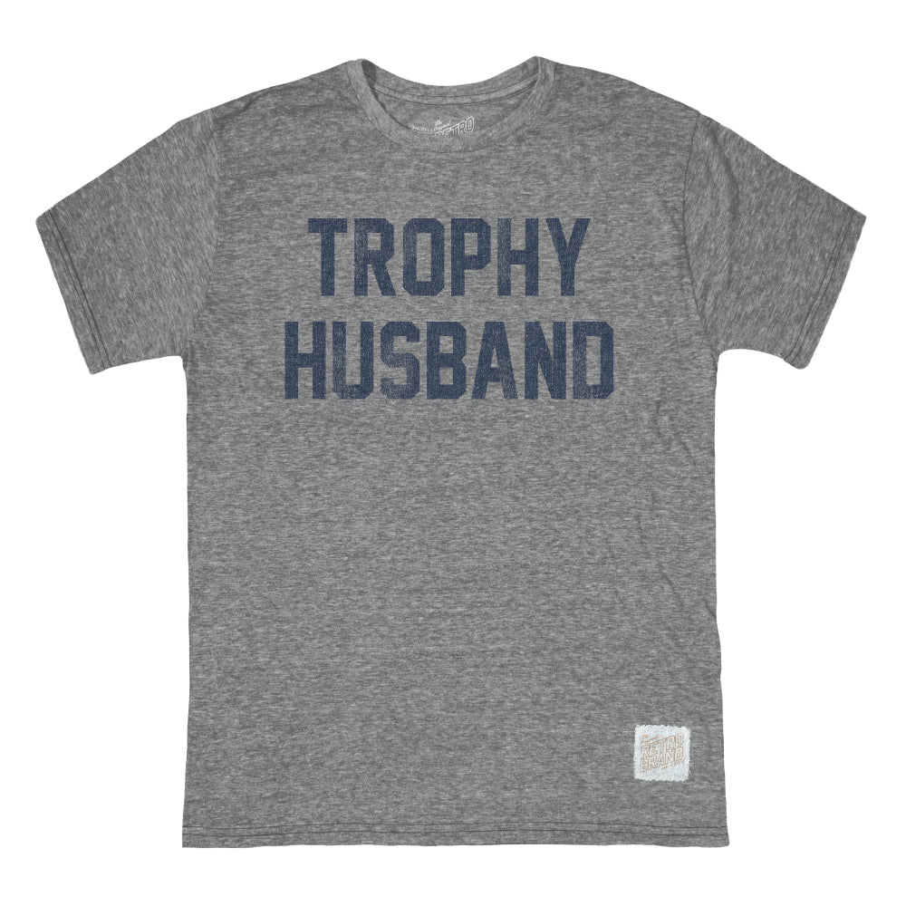 'TROPHY HUSBAND' T-SHIRT (GREY) - RETRO BRAND