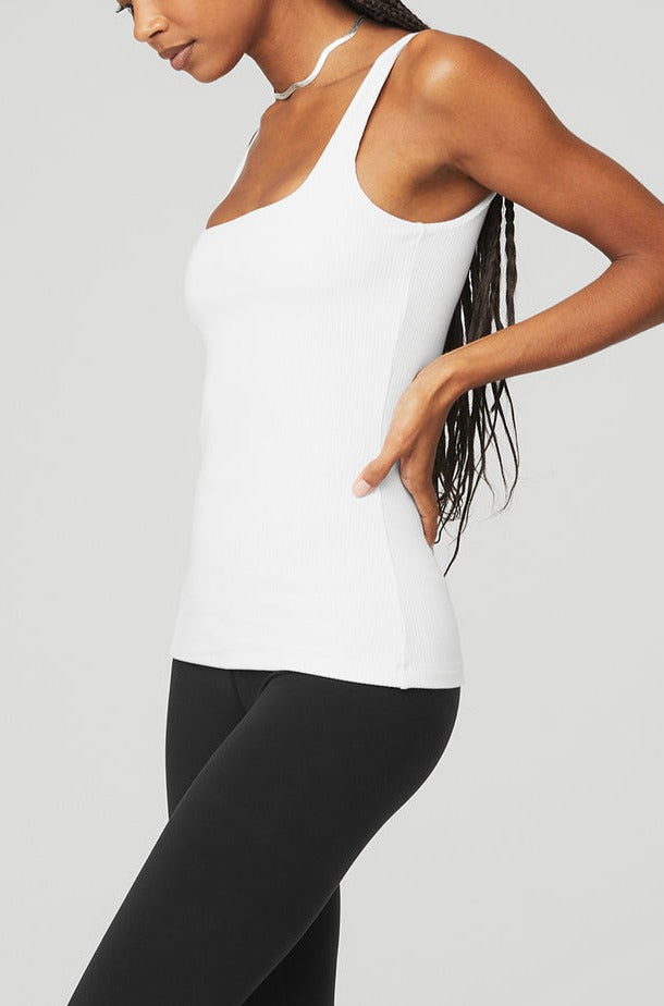RIBBED MINIMALIST TANK (WHITE) - ALO