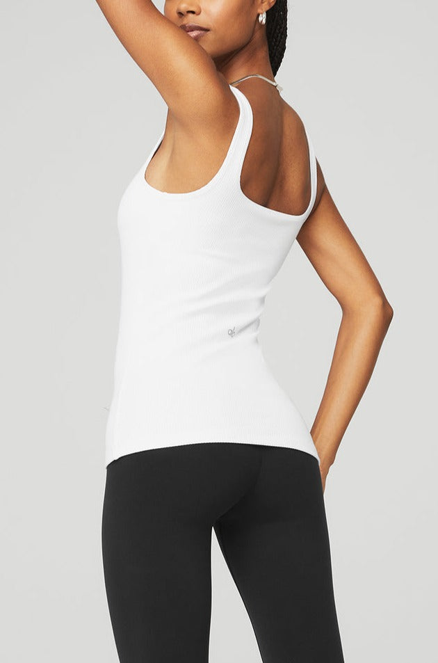 RIBBED MINIMALIST TANK (WHITE) - ALO