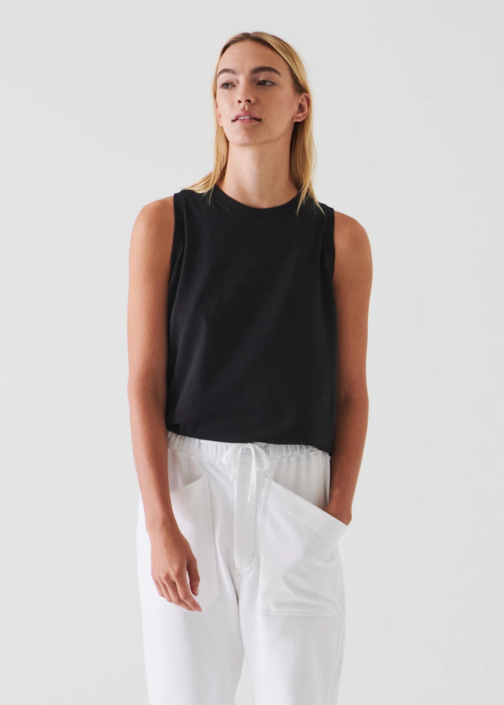 PIMA COTTON BOYFRIEND TANK (BLACK) - PATRICK ASSARAF