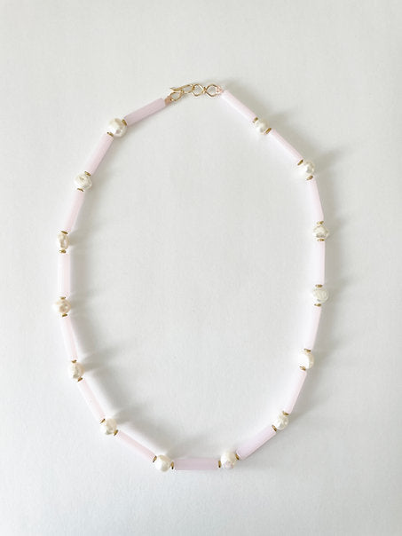 PINK QUARTZ & PEARL NECKLACE - JENN FENTON