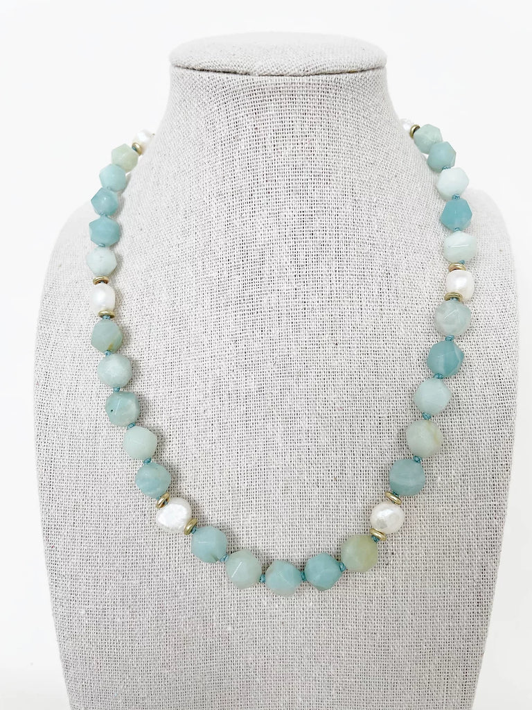 AMAZONITE & PEARL NECKLACE - JENN FENTON
