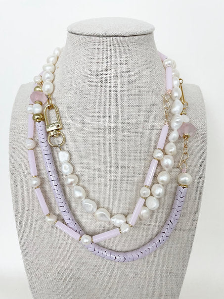 PINK QUARTZ & PEARL NECKLACE - JENN FENTON