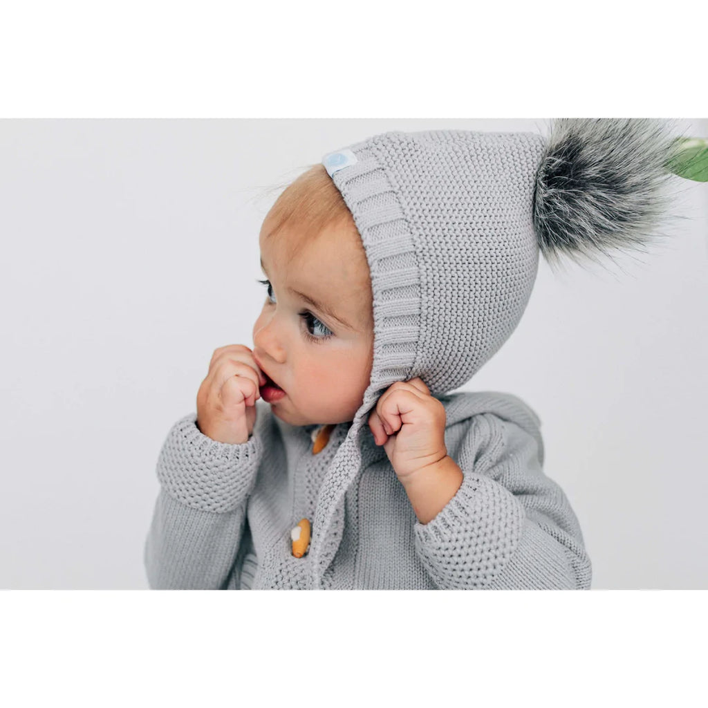POM POM HAT (GREY) - BEBA BEAN