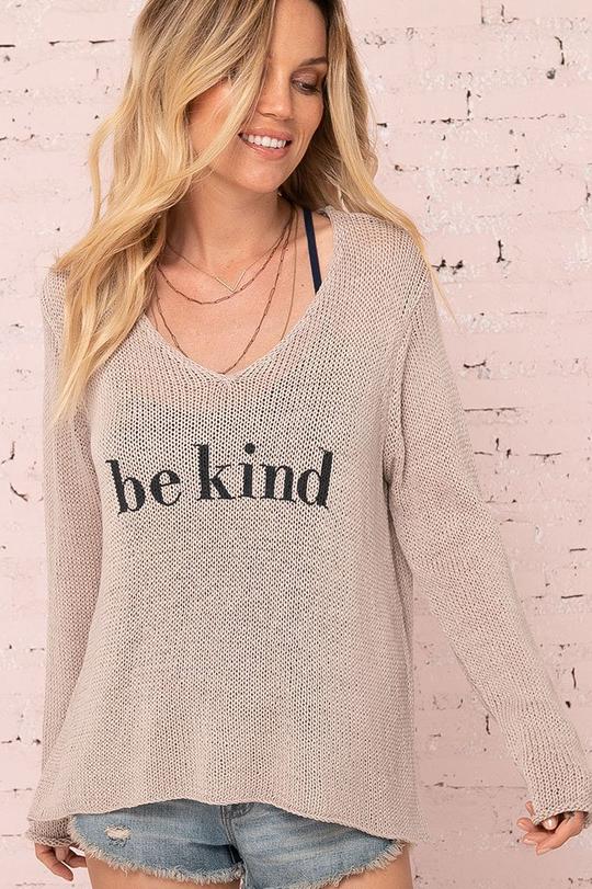 BE KIND V-NECK SWEATER - WOODEN SHIPS