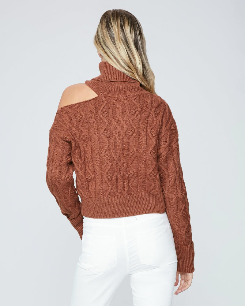 CROPPED CABLE KNIT RAUNDI SWEATER (ARGAN OIL) - PAIGE