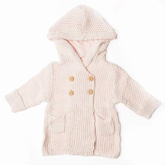 CROCHET KNIT HOODIE (PINK) - BEBA BEAN