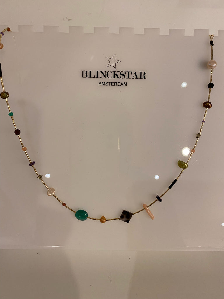MINI MIX GOLD TUBES WITH ONYX OVAL NECKLACE - BLINCKSTAR