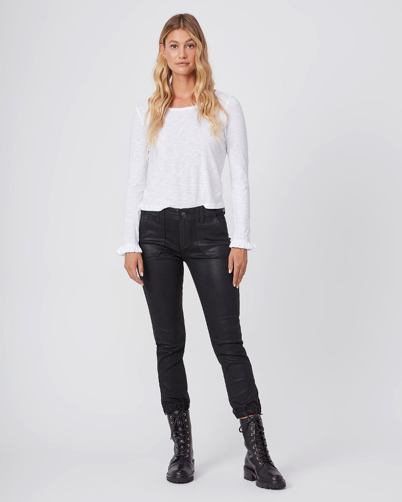 COATED MAYSLIE JOGGER (BLACK FOG) - PAIGE