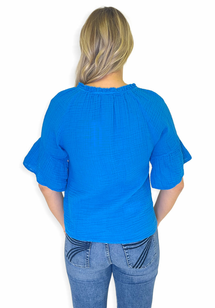 SAVANNAH FLUTTER SLEEVE TOP (CAPRI) - MICHAEL STARS