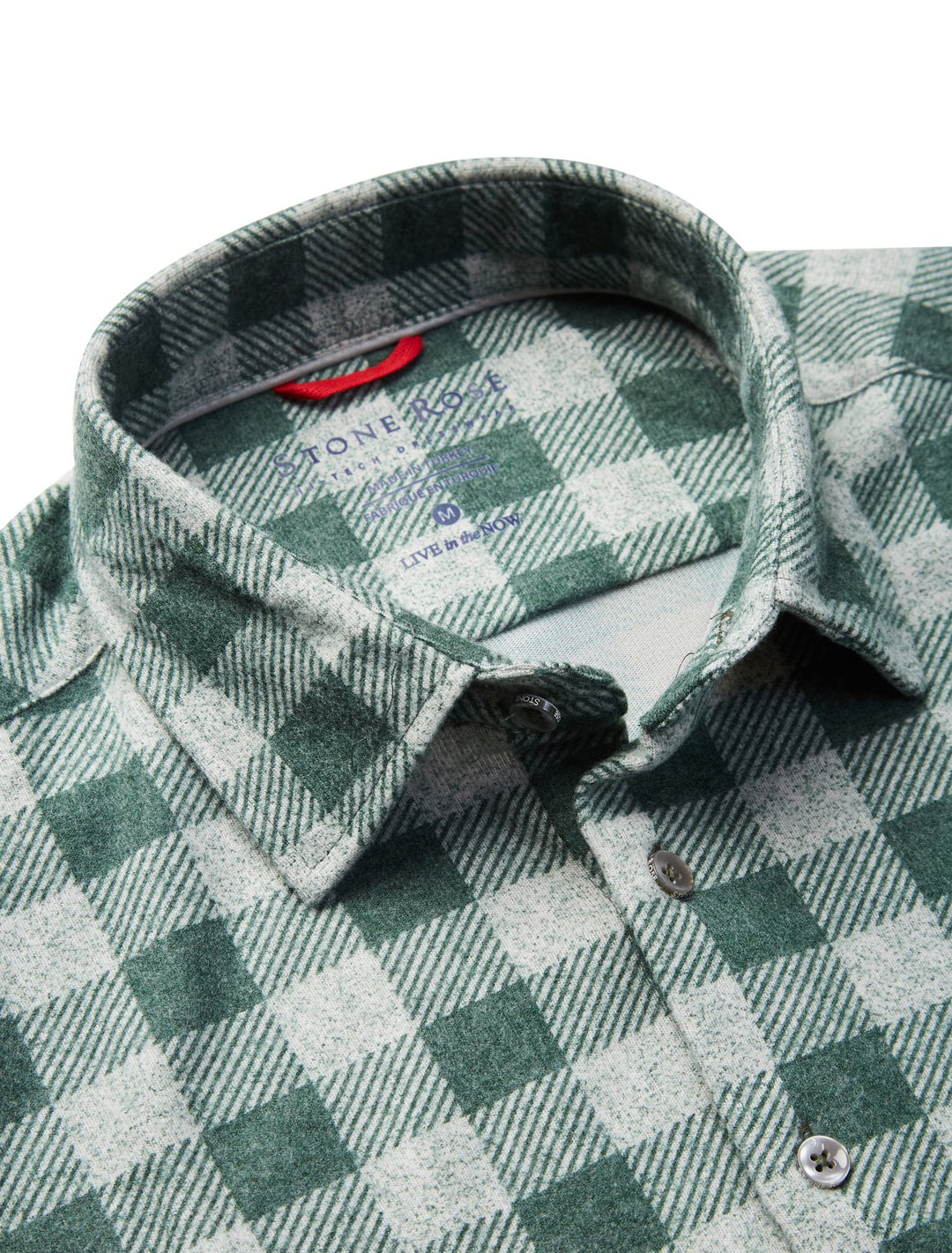 LONG SLEEVE FLANNEL CHECK SHIRT (OLIVE) - STONE ROSE