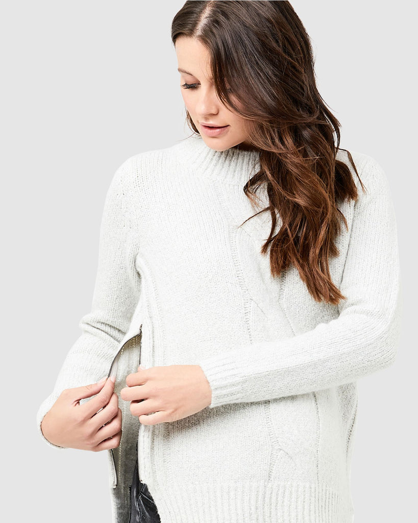 CABLE KNIT NURSING SWEATER - RIPE MATERNITY