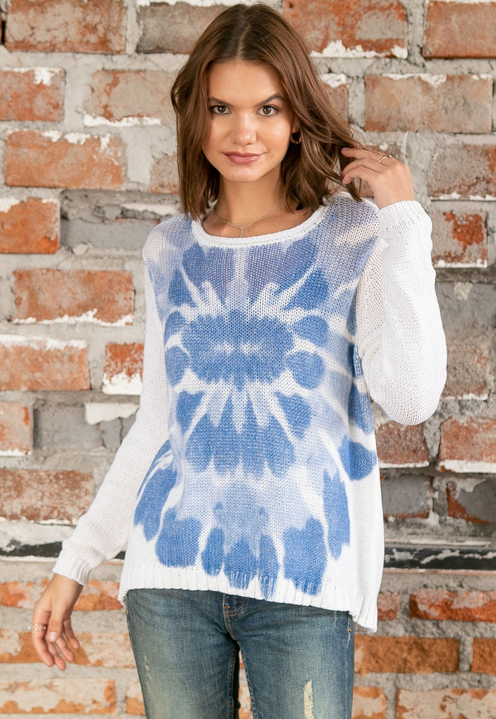 FLOWER POWER TIE DYE SWEATER (INDIGO) - WOODEN SHIPS