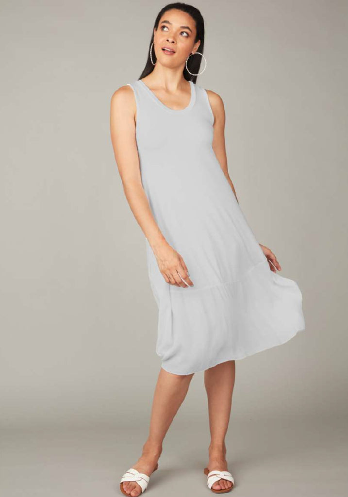 VISCOSE DRESS WITH CREPE HEM (PEBBLE) - PISTACHE