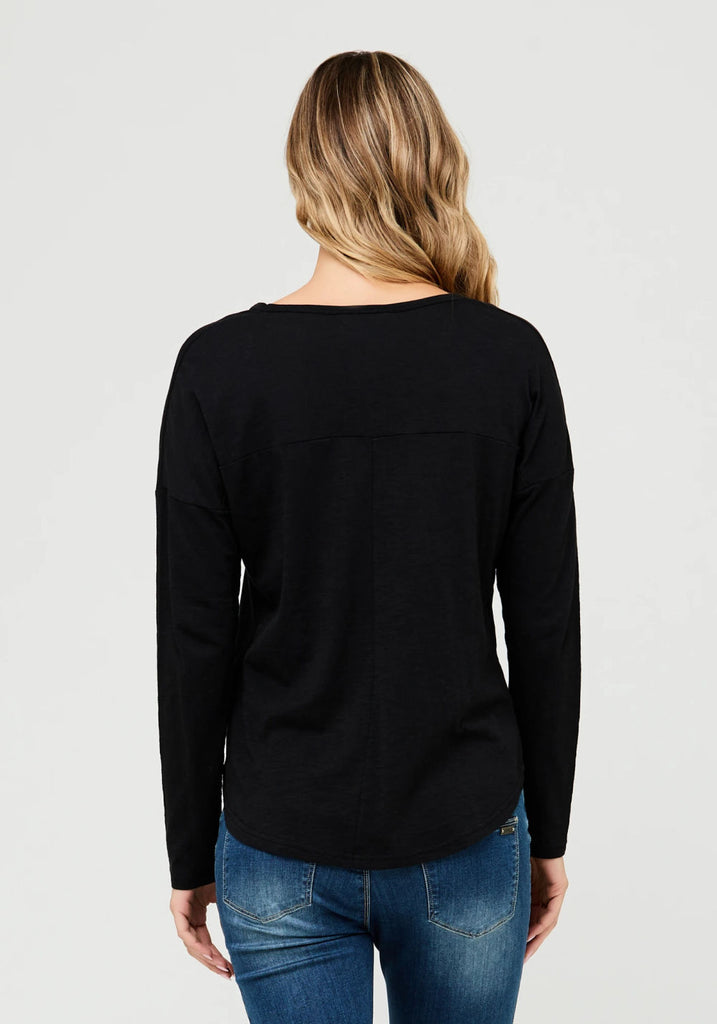 JAIDEN LONG SLEEVE TEE (BLACK) - RIPE MATERNITY