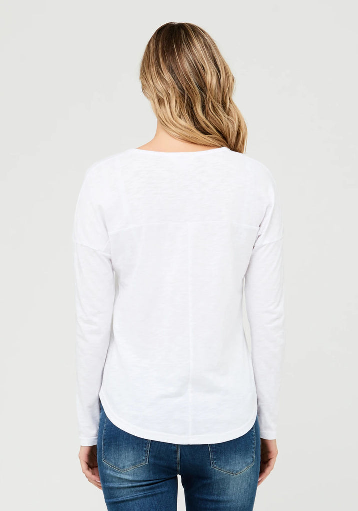 JAIDEN LONG SLEEVE TEE (WHITE) - RIPE MATERNITY