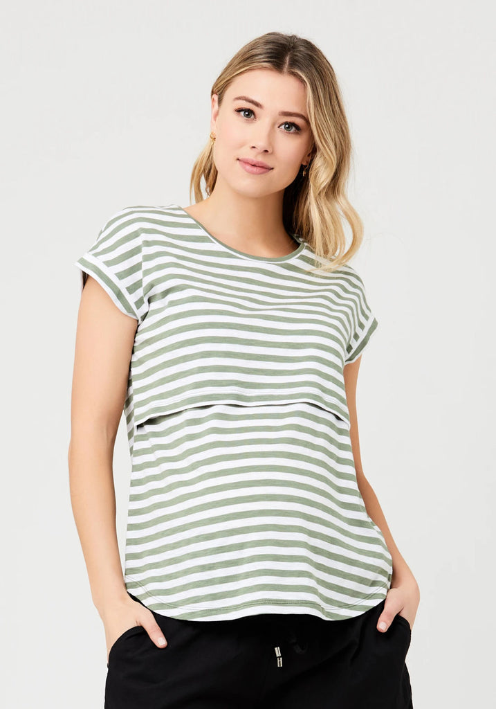 LIONEL NURSING TEE (ALOE/WHITE)- RIPE MATERNITY