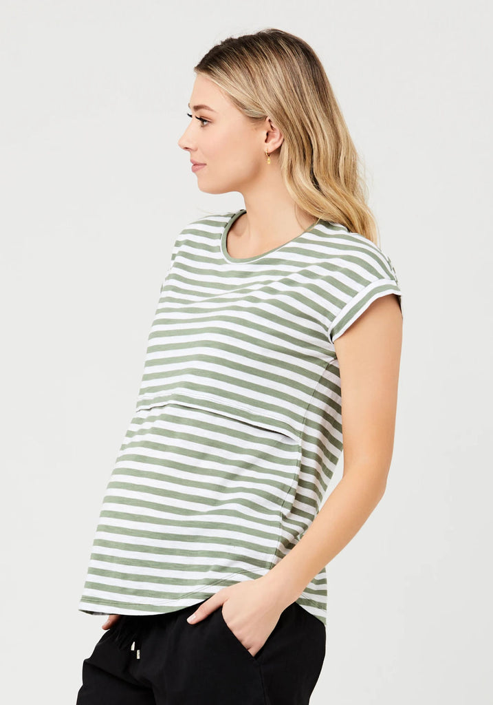 LIONEL NURSING TEE (ALOE/WHITE)- RIPE MATERNITY