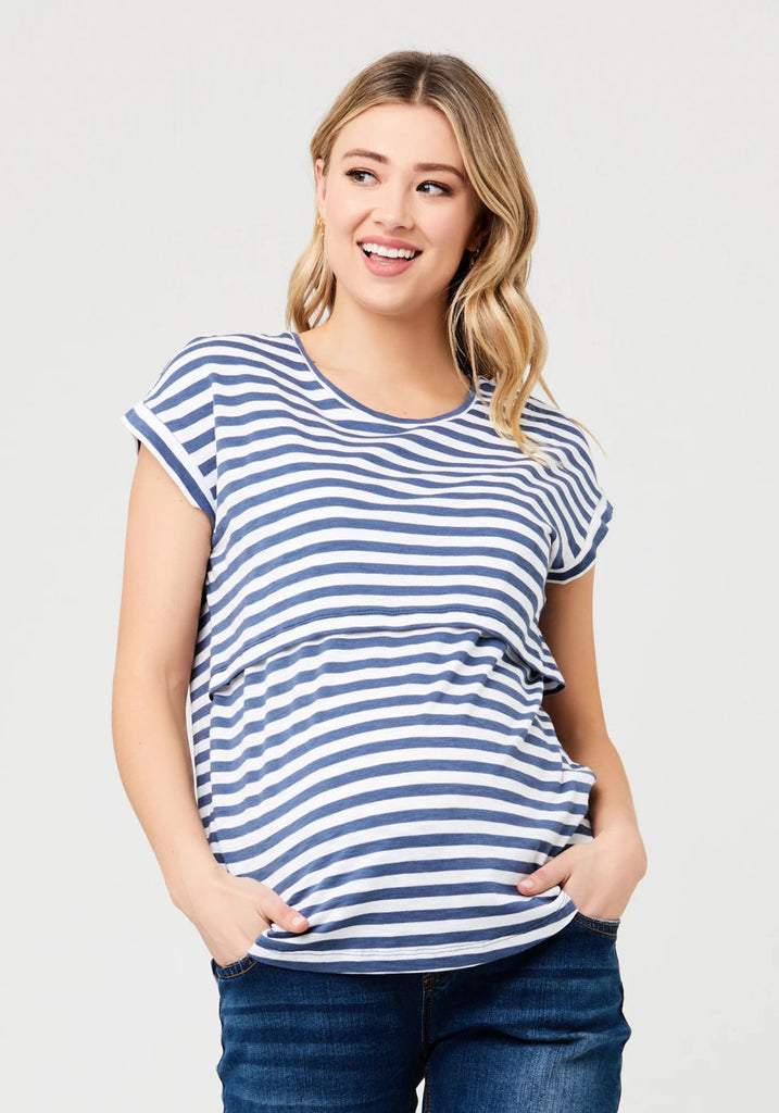 LIONEL NURSING TEE (INDIGO/WHITE)- RIPE MATERNITY