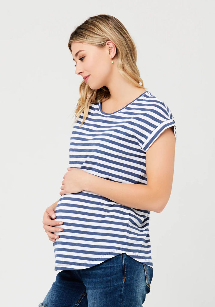 LIONEL NURSING TEE (INDIGO/WHITE)- RIPE MATERNITY