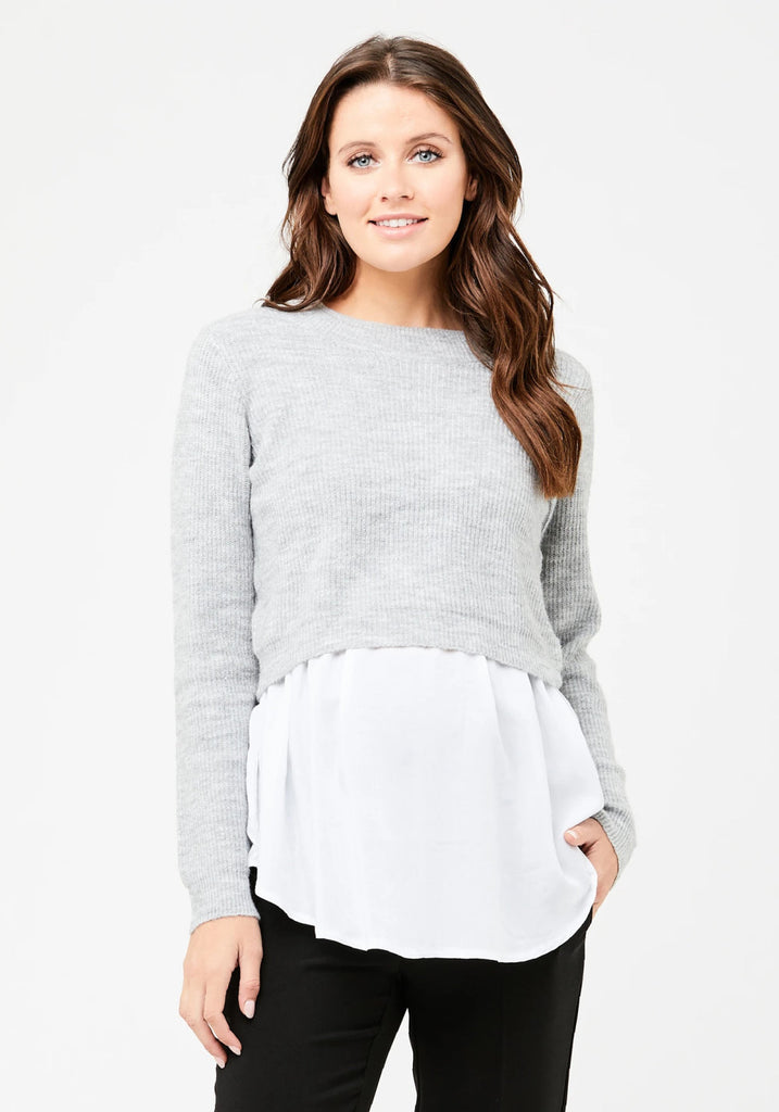 MANDY DETACHABLE NURSING KNIT (GREY MARLE) - RIPE MATERNITY