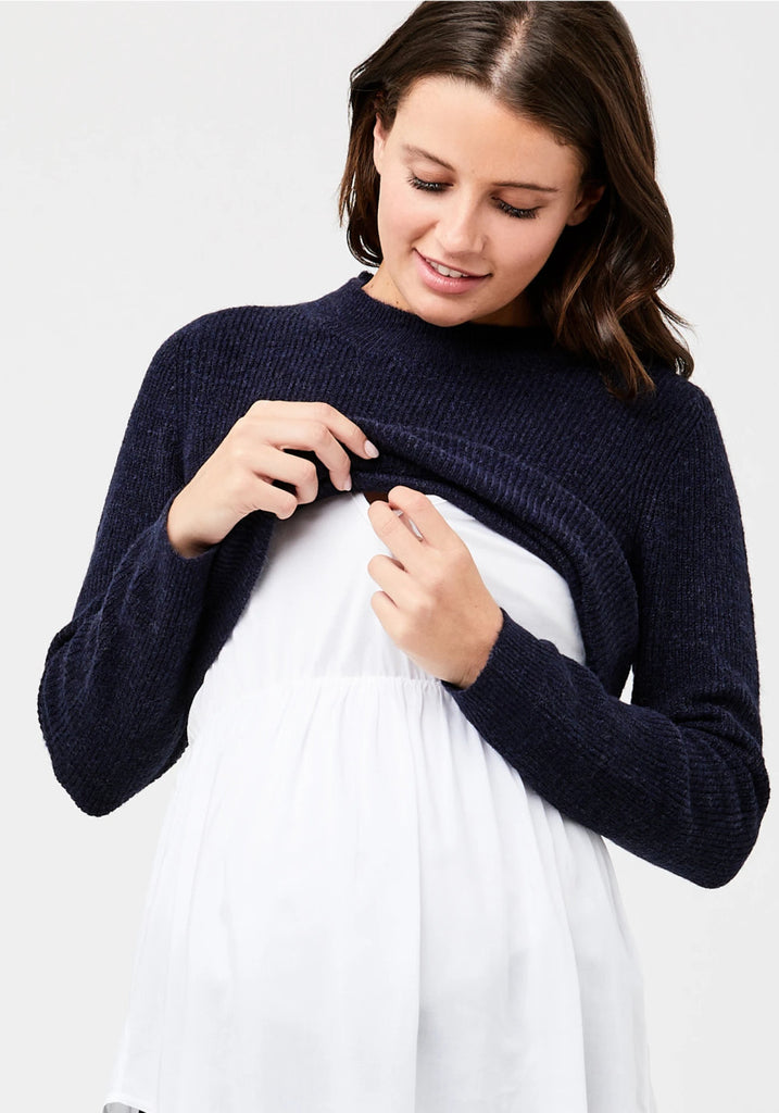 MANDY DETACHABLE NURSING KNIT (NAVY) - RIPE MATERNITY