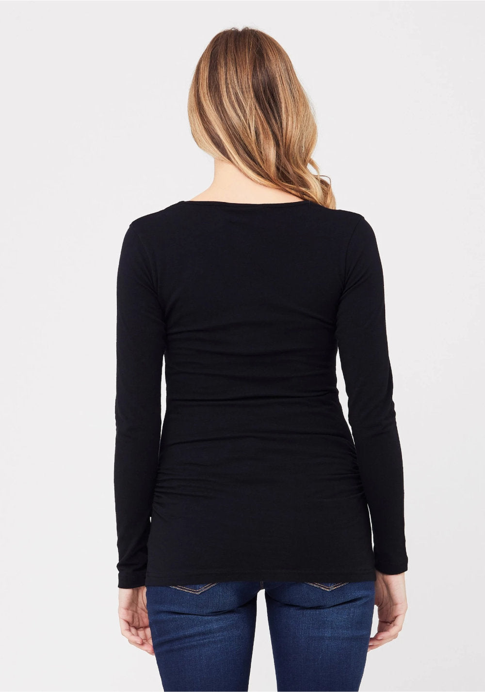 LONG SLEEVE TUBE RUCHED TOP (BLACK) - RIPE MATERNITY