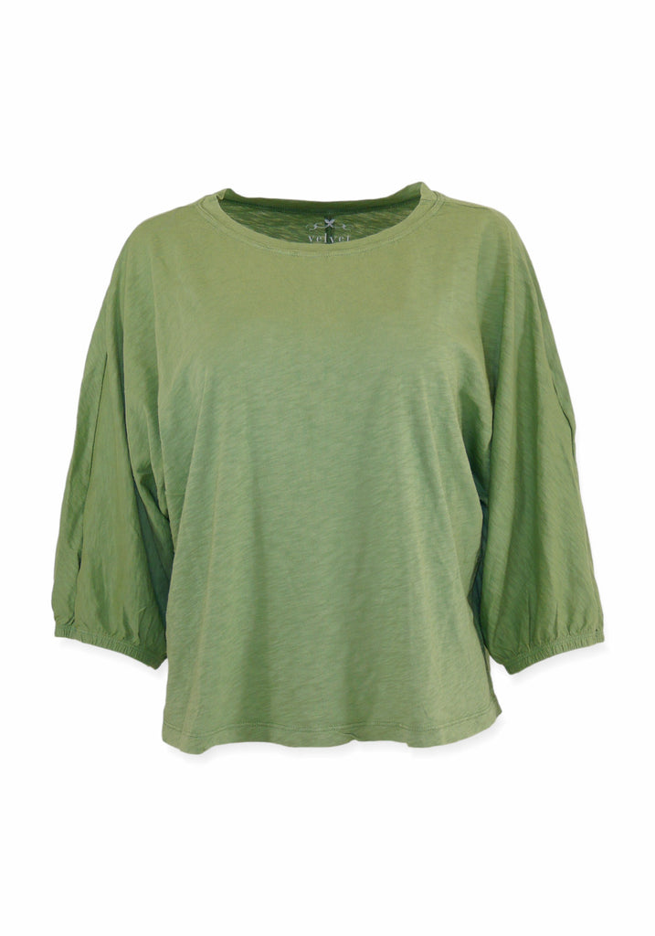 CORRY COTTON SLUB LONG SLEEVE TOP (CACTUS) - VELVET