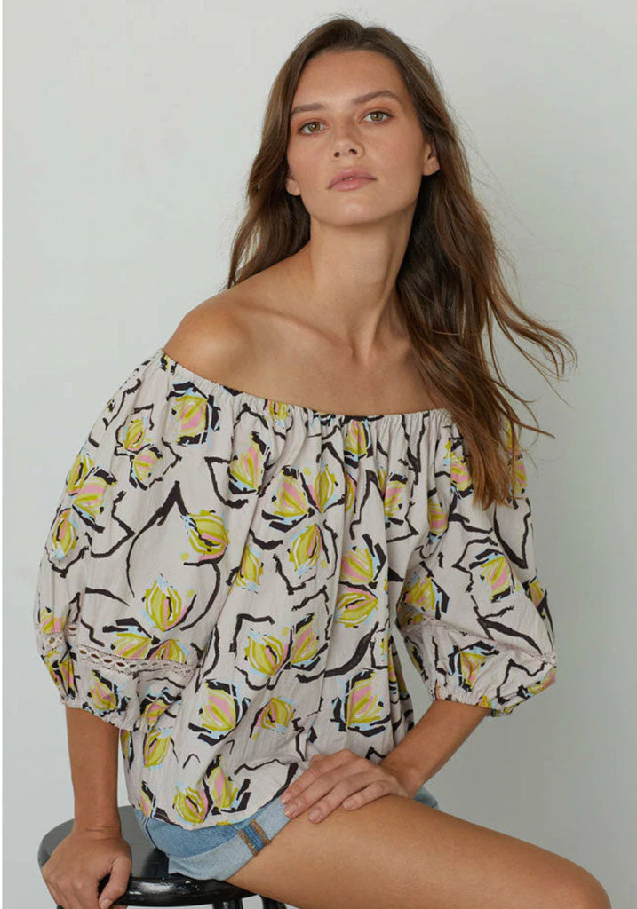 ZOEY LILY PAD PRINTED TOP - VELVET
