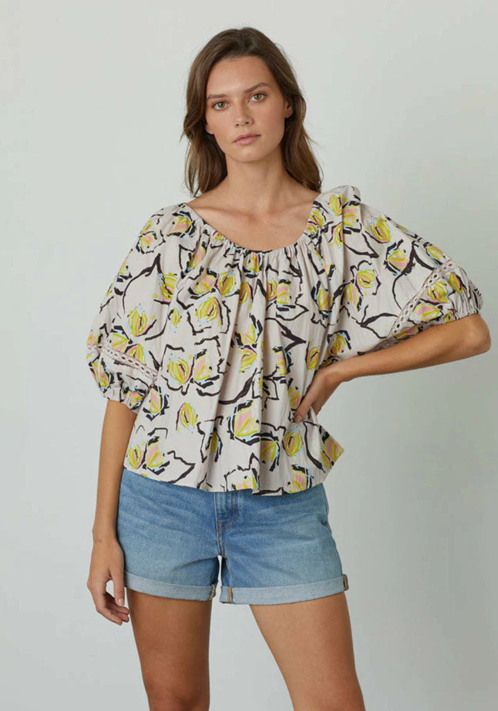 ZOEY LILY PAD PRINTED TOP - VELVET