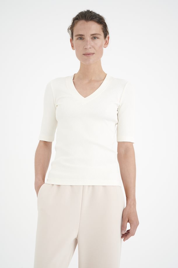 DAGNA V-NECK T-SHIRT (WHISPER WHITE) - INWEAR