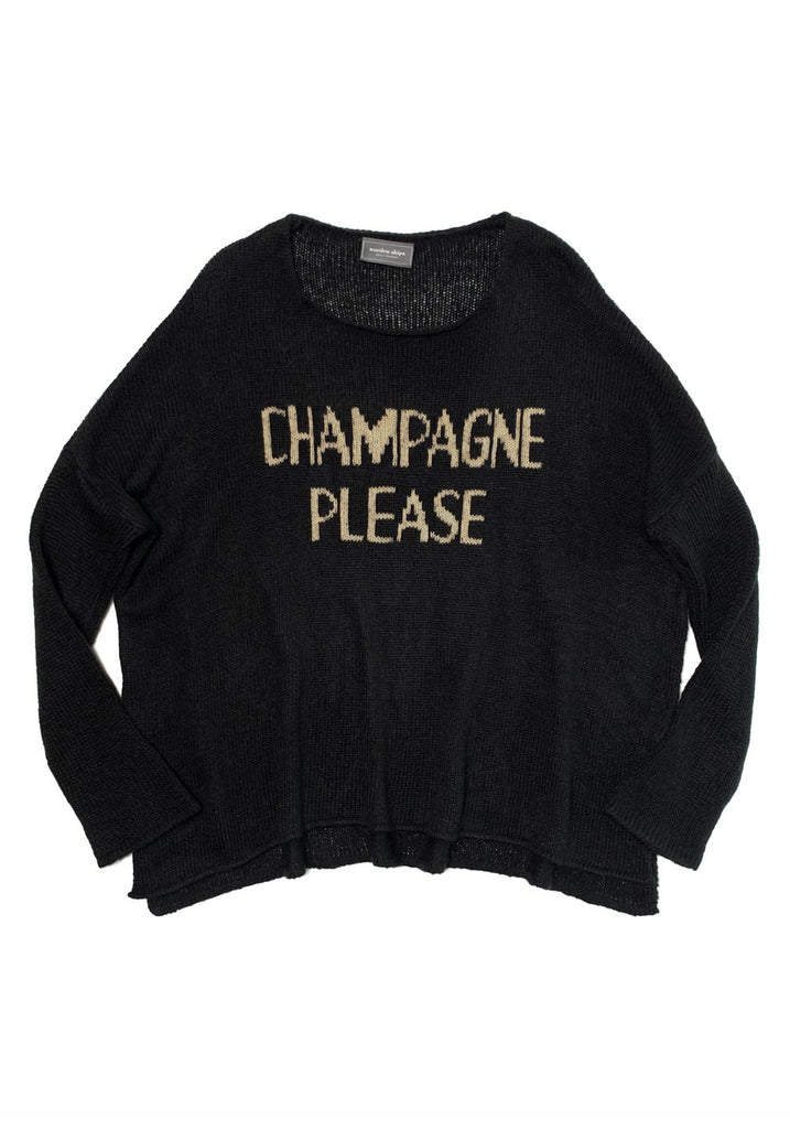 CHAMPAGNE PLEASE SWEATER (BLACK) - WOODEN SHIPS