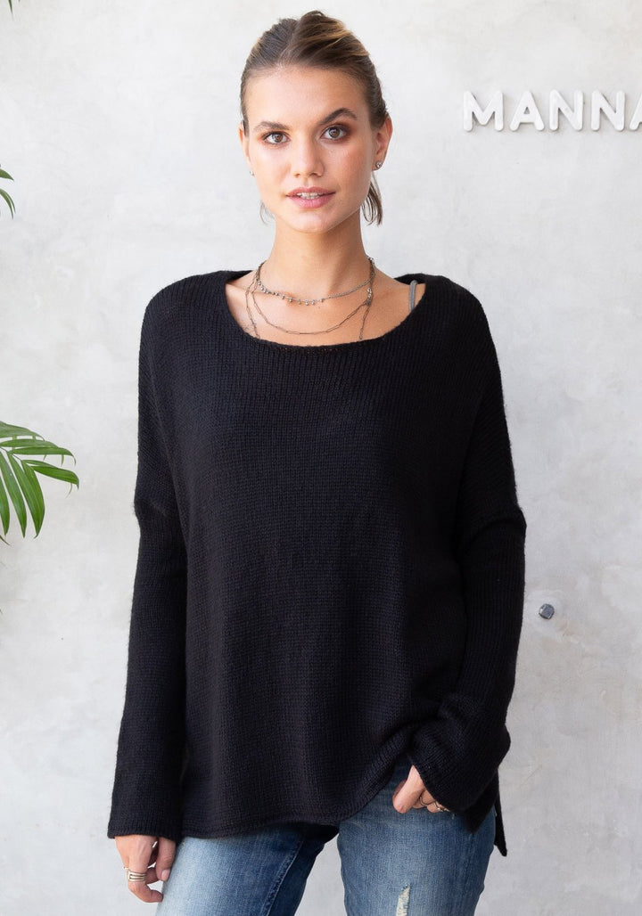 CORMAC CREW NECK SWEATER (BLACK) - WOODEN SHIPS