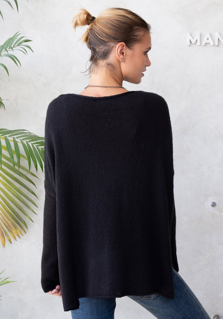 CORMAC CREW NECK SWEATER (BLACK) - WOODEN SHIPS