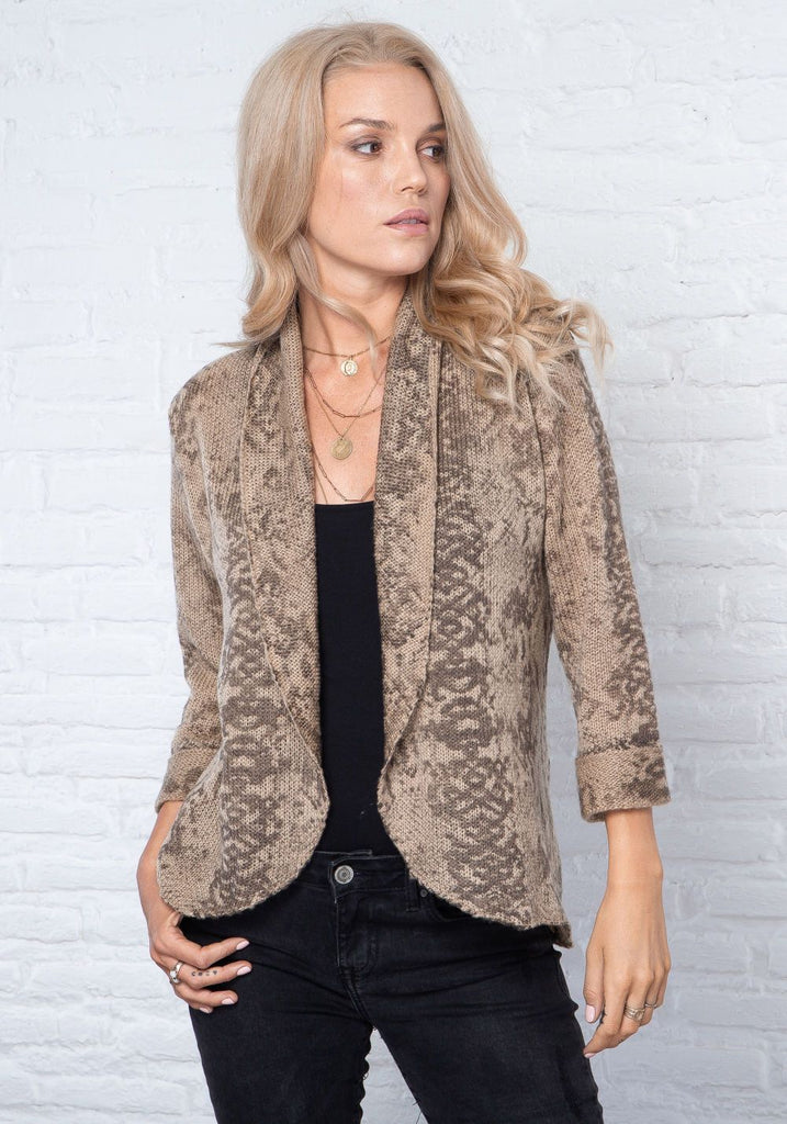 SNAKESKIN PRINTED KNIT BLAZER - WOODEN SHIPS