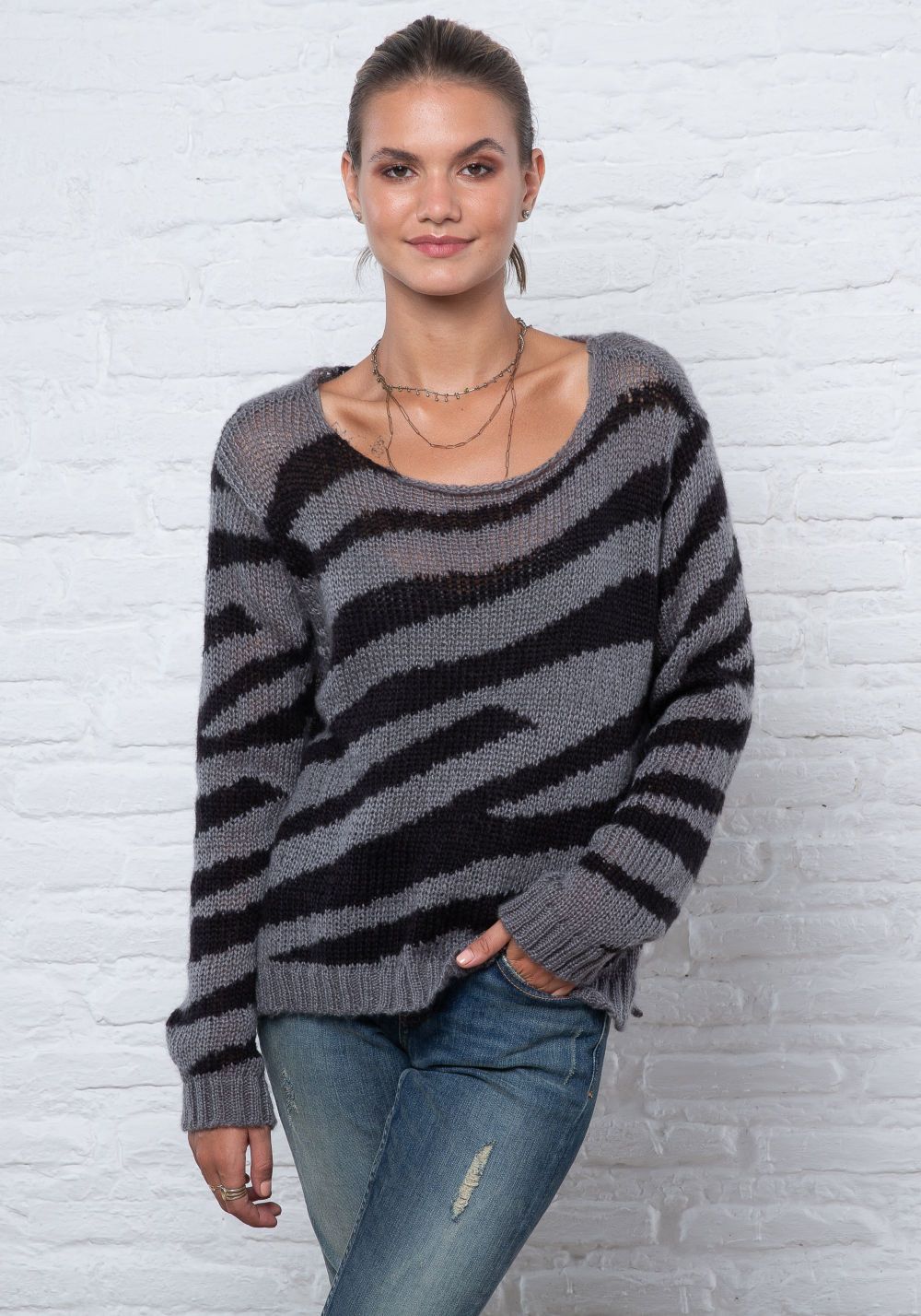 ZEBRA CREW NECK SWEATER - WOODEN SHIPS