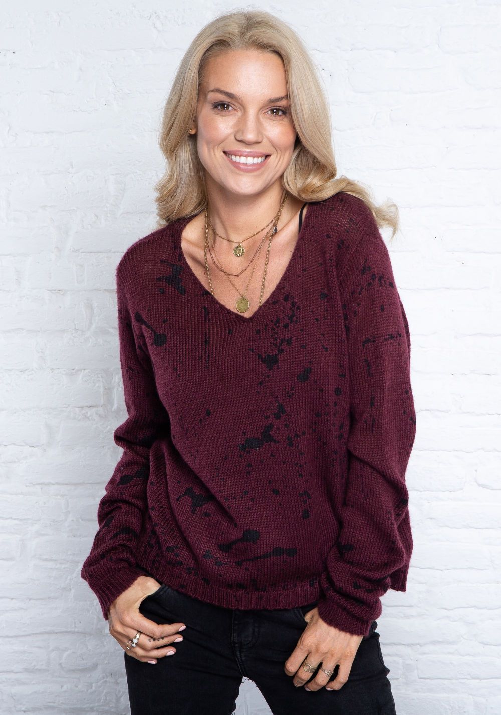 SPLATTER PRINT SLOUCHY KNIT - WOODEN SHIPS