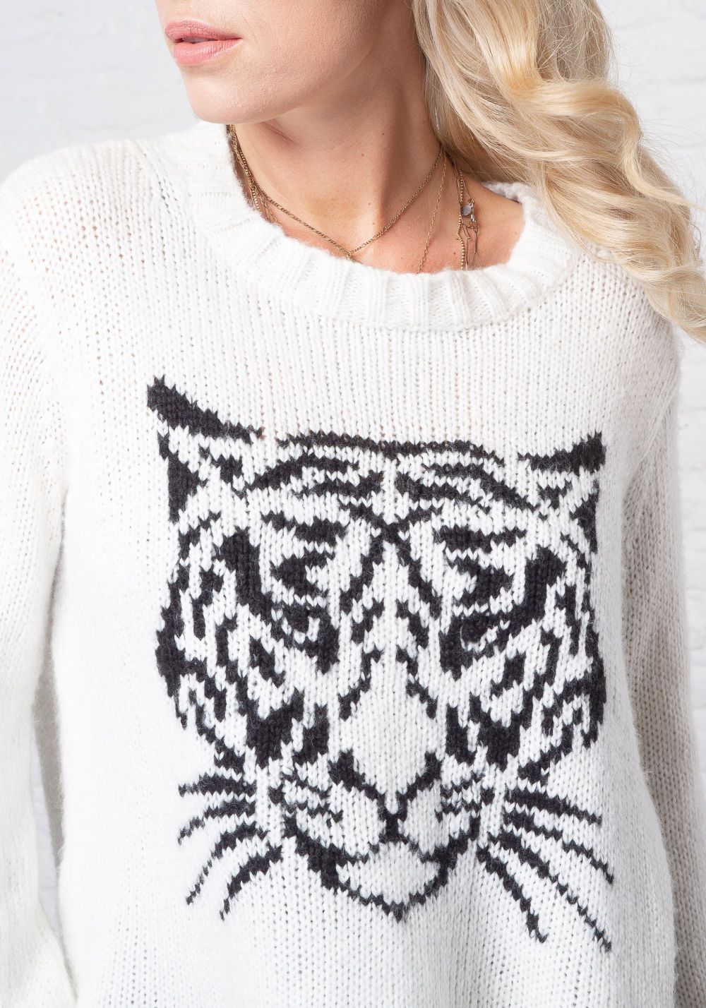 TIGER FACE CHUNKY KNIT SWEATER - WOODEN SHIPS